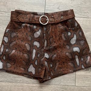 Snakeprint Faux Leather Shorts